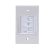 Construct Pro SingleGang WideMouth Decor Brush Plate White Cable Pass Through picture