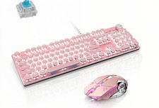 Basaltech Mechanical Gaming Keyboard and Mouse Combo, Pink | Retro Steampunk ... picture