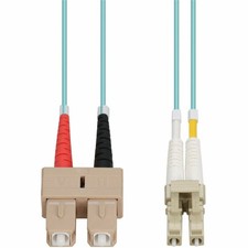 AddOn 50m SC to LC Aqua OM4 Duplex OFNR (Riser-Rated) Fiber Patch Cable, MMF picture