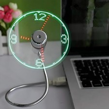 ONXE USB LED Clock Fan Real Time Display Flexible Gooseneck Desk Cooler picture