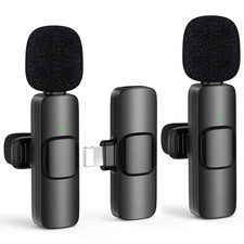 HEHOTTC 2 Pack Mini Wireless Lavalier Microphone for Mini, Black M2 Lightning picture