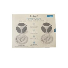 Atomi Power Cube 2 Pack White Gray 3 AC Outlets USB-C USB-A 5ft Cable NEW picture