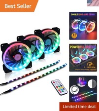 3-Pack High-Airflow RGB Case Fans with LED Strips & Remote Control - PC Gaming picture
