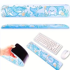 Shark Wrist Rest | Cute Kawaii Anime Pastel Blue Wrist Pad | Ocean Nonslip Ma... picture