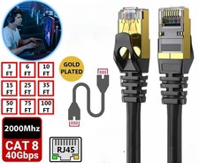 Cat 8 Ethernet RJ45 Cable 40Gbps Super Speed Patch LAN Network Gold Plated Lot picture