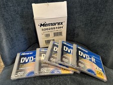 Memorex DVD-R 4.7GB 16x 5-Pack Blank Discs w/ Jewel Cases - New Sealed picture