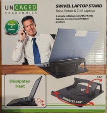 Uncaged Ergo.Laptop Stand Holder Rotates 360 Heat Dispersion Adjustable Angle Bl picture