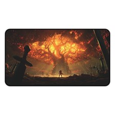 Fiery World Tree Desk Mat | Fantasy Battle Landscape Gaming Mouse Pad picture