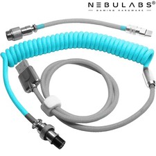 Custom Coiled Aviator GX16 USB-C Mechanical Gaming Keyboard Cable 4ft - Blue picture