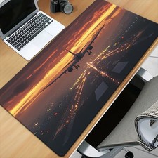 1pc Anti-Slip Rubber Gaming Mouse Pad & Keyboard Pad Sunset Airplane Pattern - picture