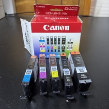Genuine Canon 250xl Black & 251 Cyan Magenta Yellow Color Ink Cartridges OEM picture