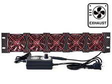 2U Rackmount Cooling Exhaust Fan Panel Red Grille Quiet High-Airflow 19