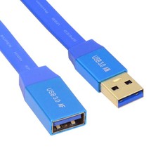 Ultra Flat Slim USB 3.0 Type-A to USB3.0 A Male Cable Extension Blue 5Gbps picture