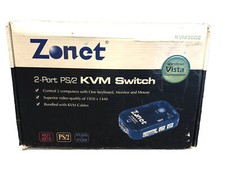 Zonet 2 Port KVM Auto Switch - Control 2 Computers from 1 Keybord Monitor Mouse picture