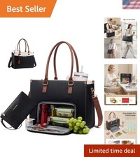 Elegant Waterproof Laptop Tote Bag for Women with Clutch & Lunch Compartment picture