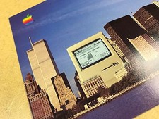 SELLER EXCLUSIVE: RARE POSTCARD Macintosh @ WTC NYC Skyline -1986 Apple Computer picture
