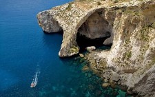 Landscape sea cliff cave island malta water boat blue Custom Gaming Mat Desk picture