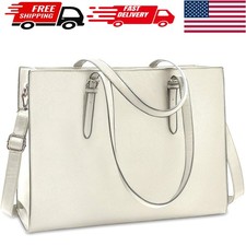 Elegant Beige Laptop Tote for Women - Lightweight & Spacious Business Briefcase picture