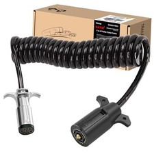 7 Pin to 6 Pin Trailer Adapter, Coiled Trailer Cord Stretches to 7-Wire 8 Feet picture