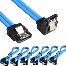 6 Pack 90 Degree Right-Angle SATA III Cable 6.0 Gbps with Locking Latch 18Inc... picture