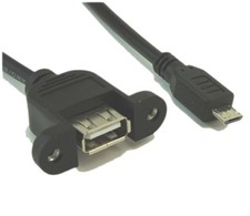 6inch USB 2.0 Micro-B 5 MALE pin to A Female PANEL MOUNT Cable picture
