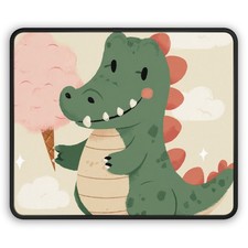 Cute Dino Eating Cotton Candy Gaming Mouse Pad | Kawaii Dinosaur picture