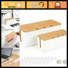 2-Pack Wooden Cable Management Box, Cord Organizer & Hideaway Storage Solution picture