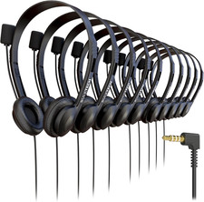 10 Pack Bulk Wired On-Ear Leather Headsets with Boom Microphone and 3.5Mm picture