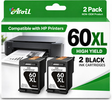 60XL 2 Black XL Ink Cartridges for HP DeskJet F4480 F4440 D2660 F4275 F4280 picture