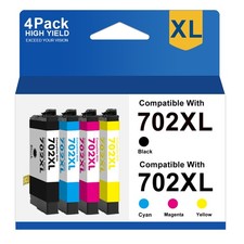 4P 702XL T702XL Ink Cartridges for Epson WorkForce Pro WF-3720 WF-3730 WF-3733 picture