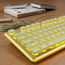 EWEADN GX710S Wired Keyboard Warm Backlit Metal Panel Pudding Keycaps Green picture