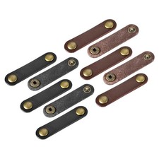 MECCANIXITY Pack of 10 Leather Cable Straps Cord Organizer Black,brown picture