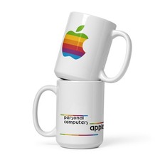 Vintage Retro Apple Logo Ceramic Coffee Mug – 15oz picture