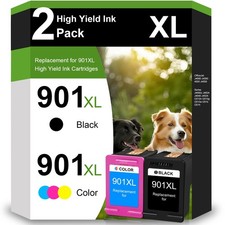 901XL Ink Cartridges for HP Officejet 4500 J4580 J4680 (1 Black, 1 Tri-Color) picture