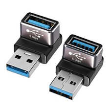 2 Pack 90 Degree USB 3.0 Adapter Male to Female Right Angle Extender Connector picture