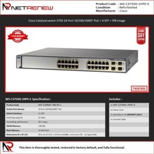 Cisco WS-C3750G-24PS-S 24 Port 10/100/1000 PoE Gigabit Switch picture