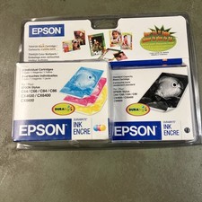 EPSON TO44120 & TO44520 NEW 4 individual cartridges Black & Multi Color SEALED picture