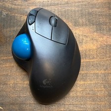Logitech M570 Wireless Trackball Mouse Gray Blue Ergonomic No Dongle UNTESTED picture