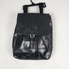 NWT Fossil Rucksack Black Emerson Leather Woven Canvas Straps Tassel Drawstring  picture