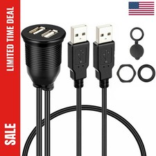 1M Car Dashboard Flush Mount USB Panel Extension Cable Adapter Socket Double picture