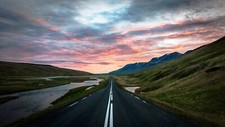 Landscape nature iceland road sunset hills nordic s Custom Gaming Mat Desk picture