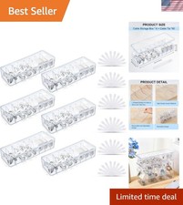 6 Pcs Cord Organizer for Drawer Desktop, Cable Organizer Box with 8 Compartme... picture