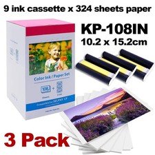 Canon Selphy CP1500 CP1300 CP1200 4x6 108 sheet Color Ink Paper Set KP-108IN lot picture