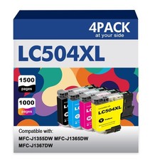 LC504XL Ink Cartridge 4-Pack Black Cyan Magenta Yellow MFC J1355DW MFC-J1367DW picture