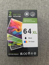 2 Pack High Yield Ink Cartridge 64 XL, Black- Tricolor, Non OEM Product picture