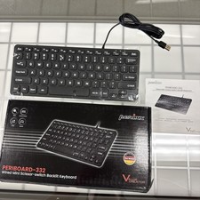 Perixx PERIBOARD-332 Wired Mini Backlit USB Keyboard Black NEW picture