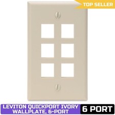 Leviton 41080-6IP QuickPort Wallplate Single-Gang 6-Port Ivory with Color Screws picture