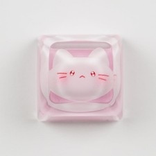 Artisan Keycap Pink Cat 1U Resin Mechanical Keyboard ESC Replacement Key picture