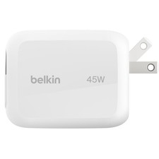 Belkin WCH023DQWH UltraCharge Retractable GaN Wall Charger - 45 W - 2.60 ft picture