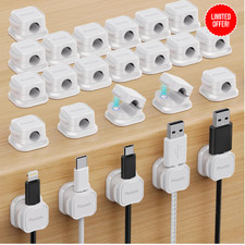 24 Pack Magnetic Cable Clip Organizer Cord Holder White picture